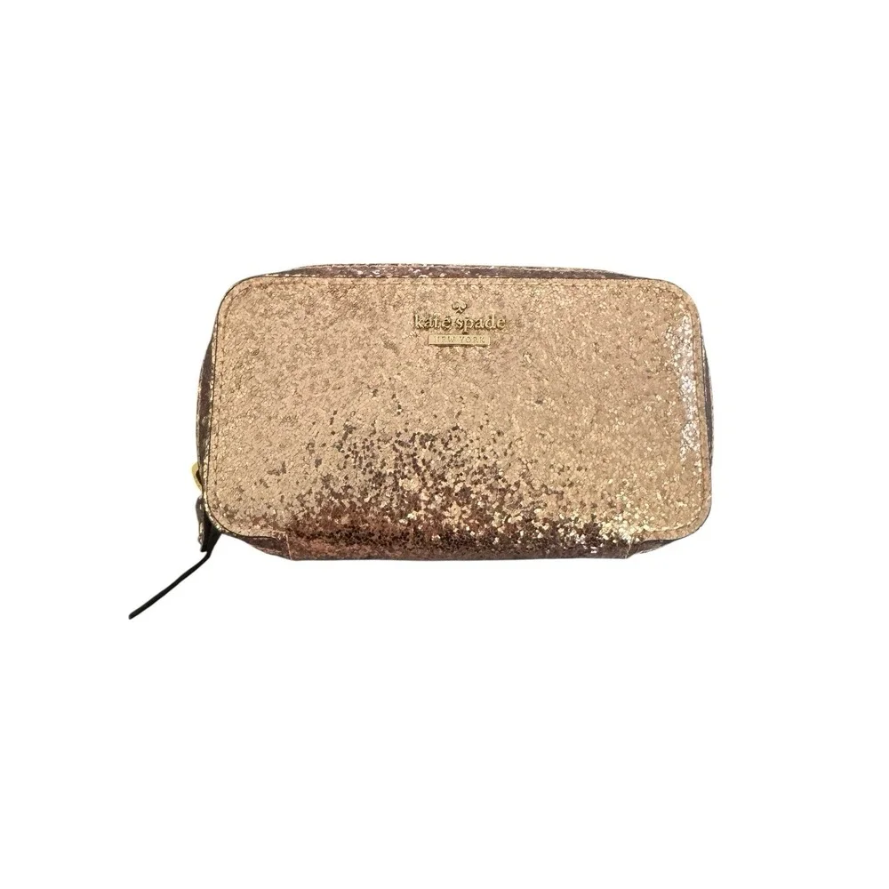 EUC kate spade Rose Gold Glitter‎ Jewelry Travel Case